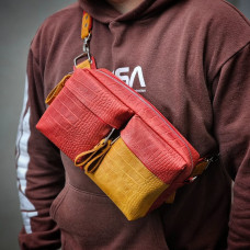 Поясна сумка з натуральної шкіри mb_038_red_camel_croco Поясна сумка з натуральної шкіри mb_038_red_camel_croco