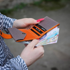 Жіночий гаманець на застібці wa_025_grey_orange Жіночий гаманець на застібці wa_025_grey_orange