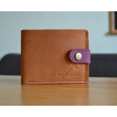 Шкіряне портмоне з монетницею та застібкою wa_006_camel_bordo